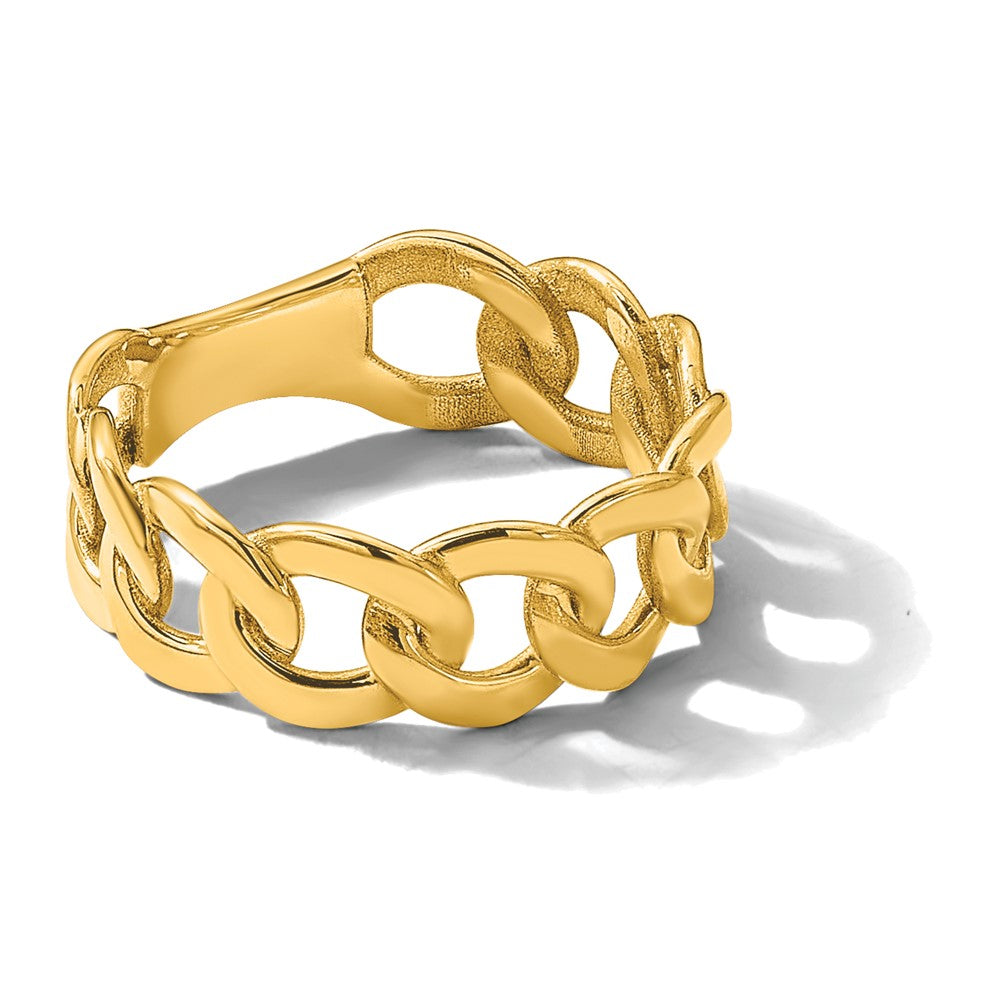 14ky Polished 8mm Men's Curb Link Ring Size 10