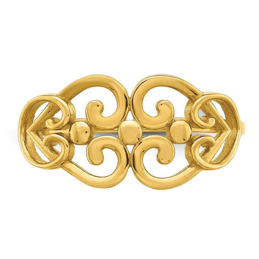 14k Polished Cut Out Fancy Hearts Design Ring