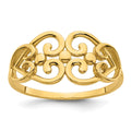 14k Polished Cut Out Fancy Hearts Design Ring