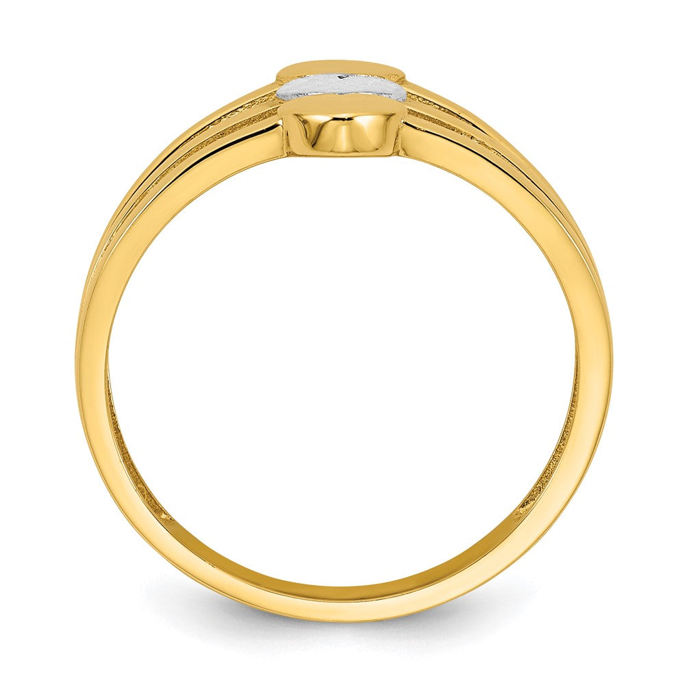 14k w/White Rhodium Polished & D/C Three Hearts Ring