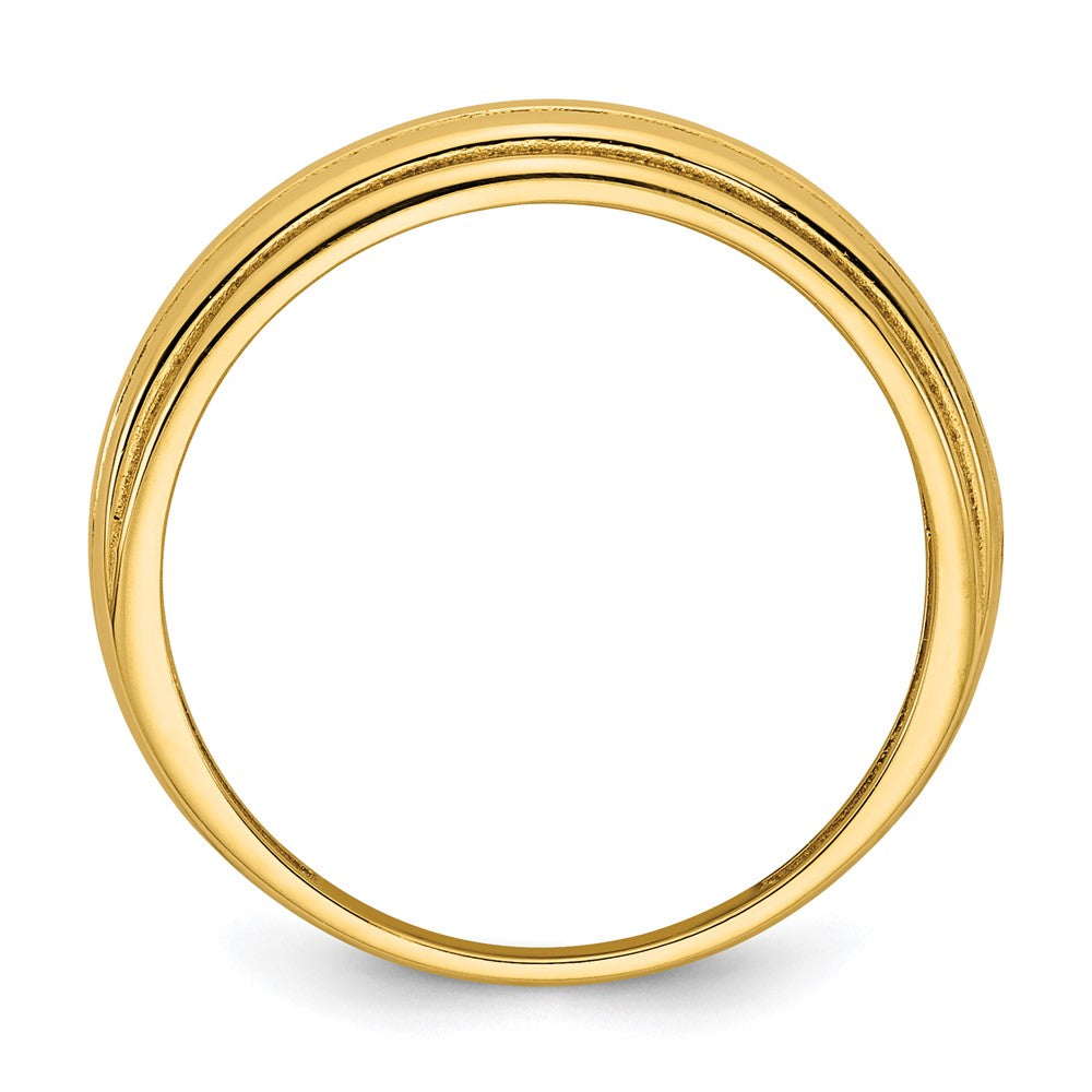 14k Polished Grooved Graduated Ring