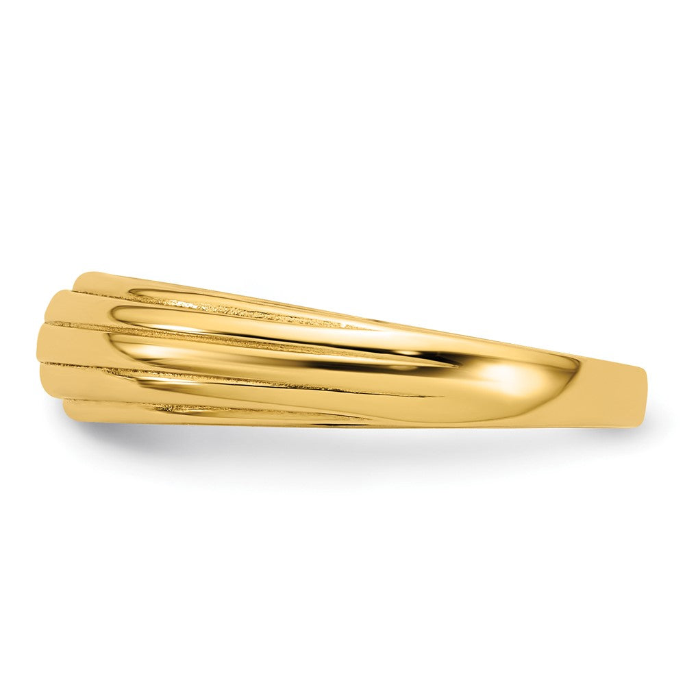 14k Polished Grooved Graduated Ring