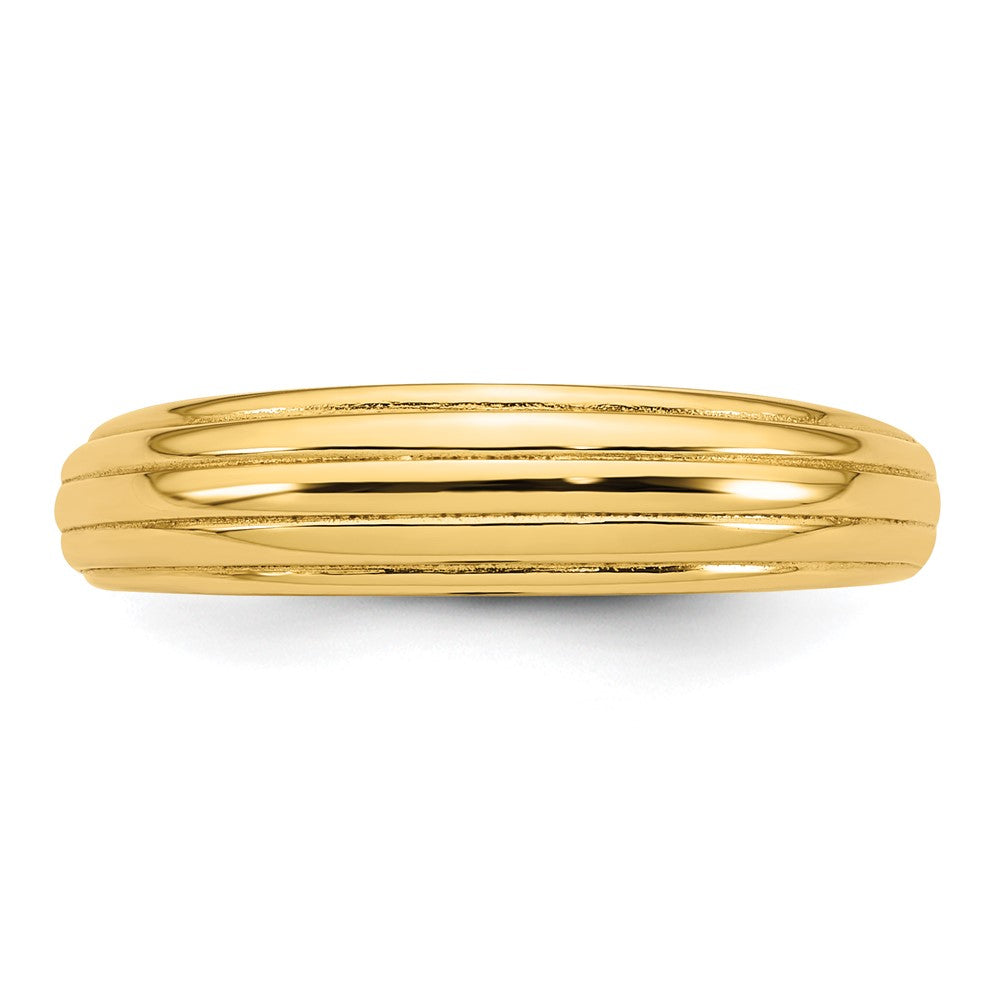 14k Polished Grooved Graduated Ring