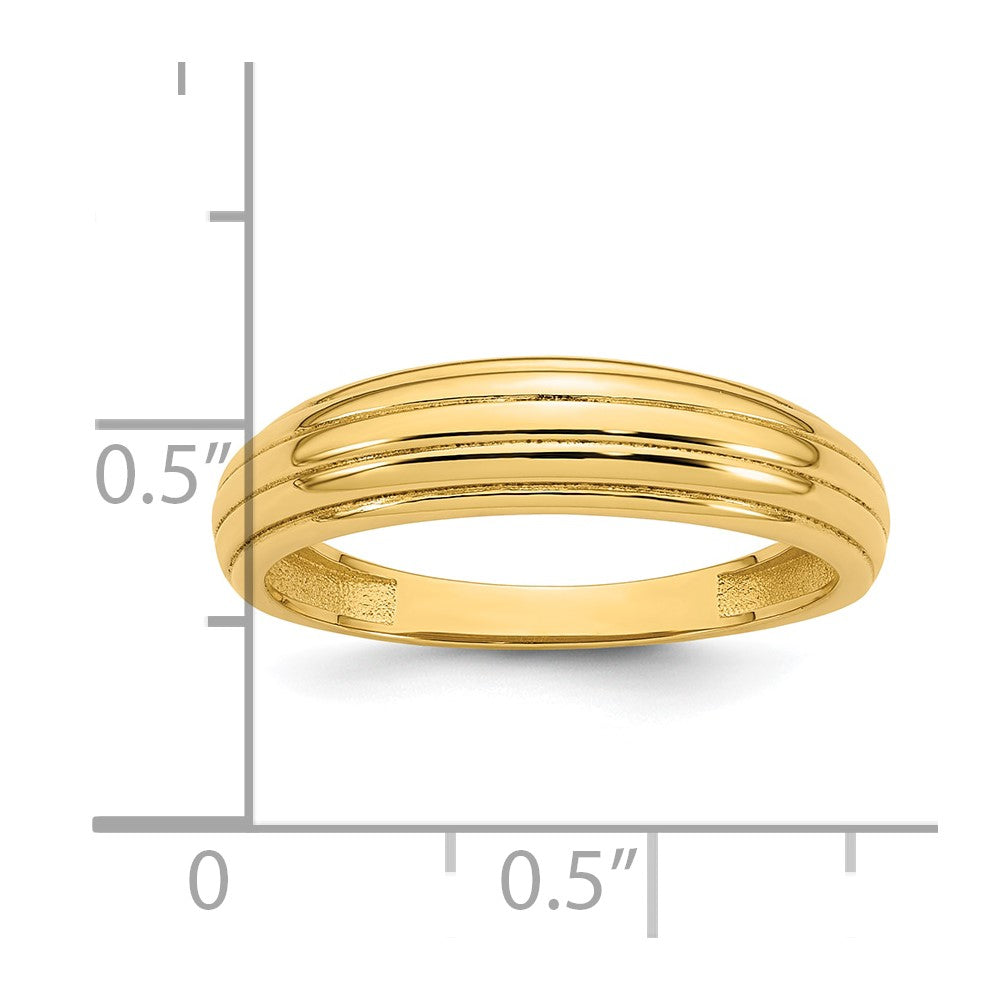 14k Polished Grooved Graduated Ring