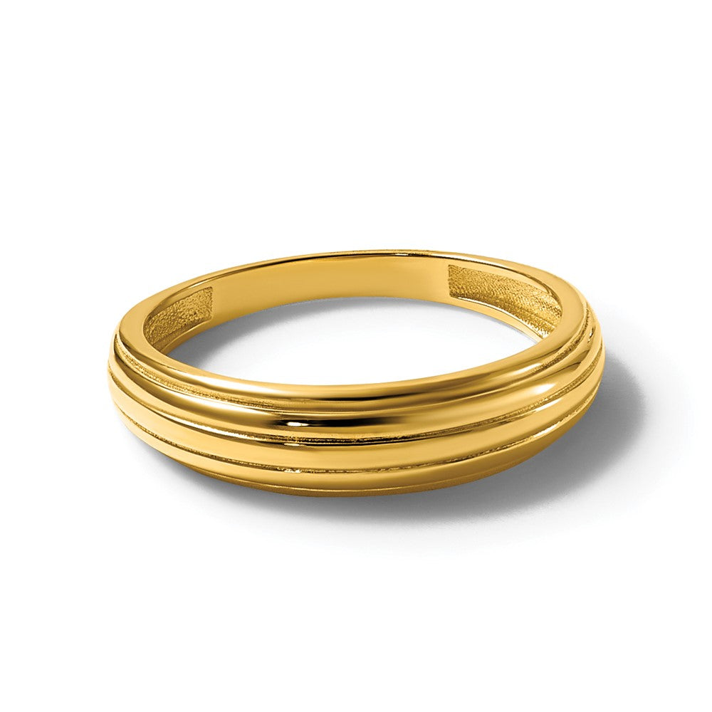 14k Polished Grooved Graduated Ring