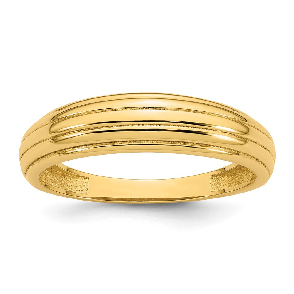 14k Polished Grooved Graduated Ring