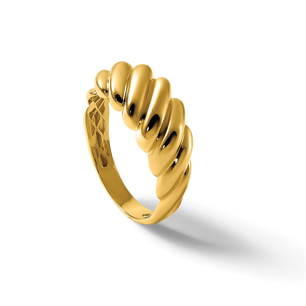 14K Polished Twisted Domed Ring