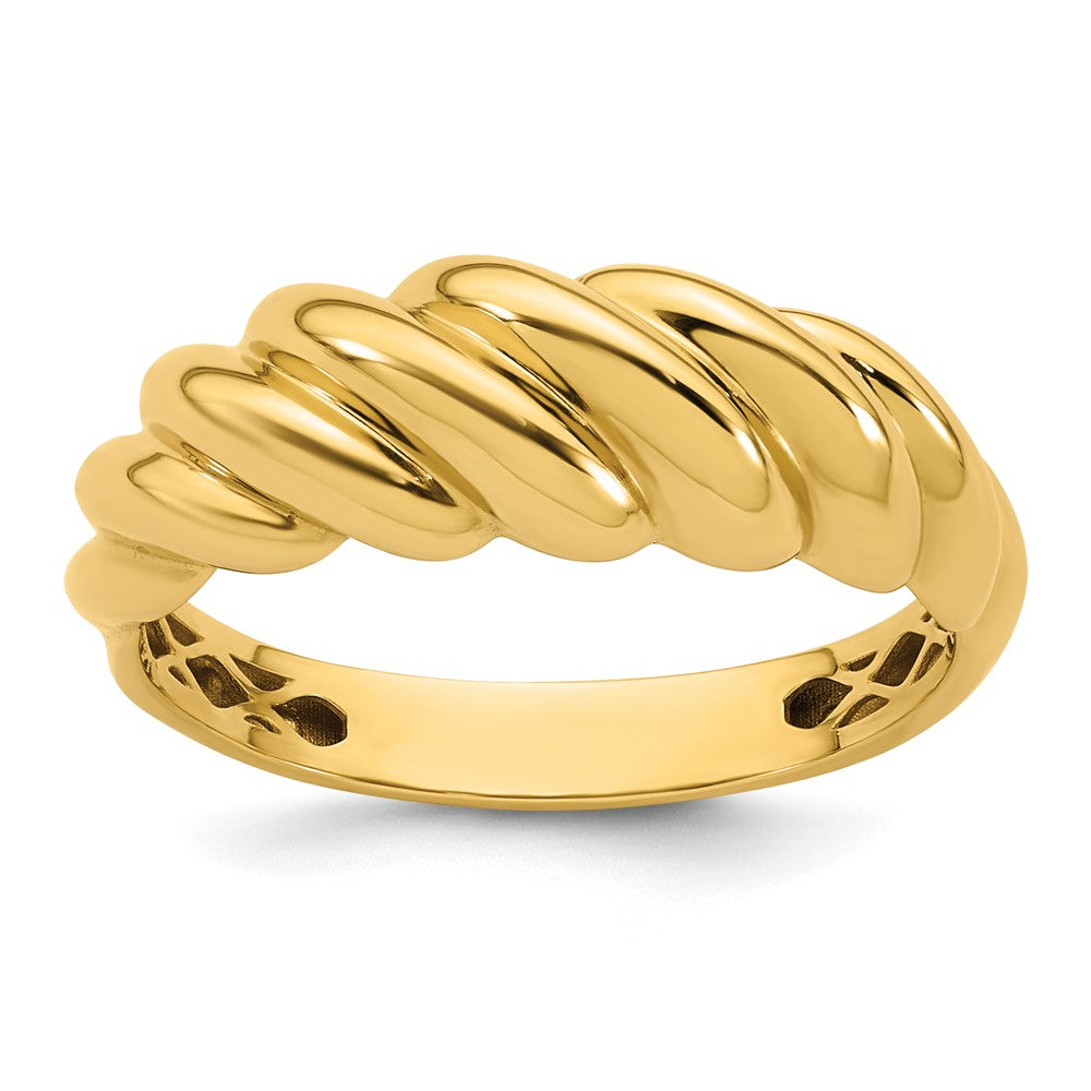 14K Polished Twisted Domed Ring