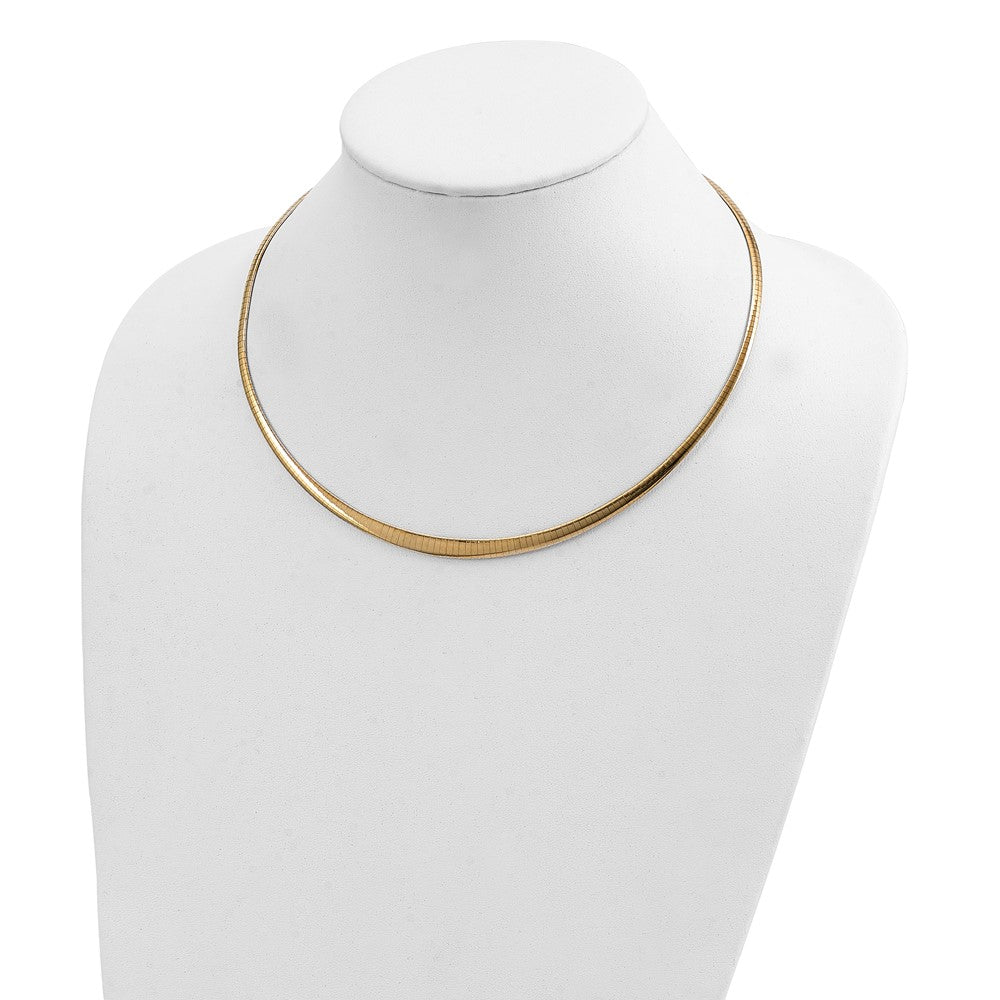 14k w/Rhodium 3/6mm Graduated Reversible Omega Necklace