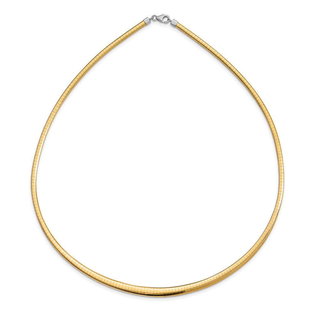 14k w/Rhodium 3/6mm Graduated Reversible Omega Necklace