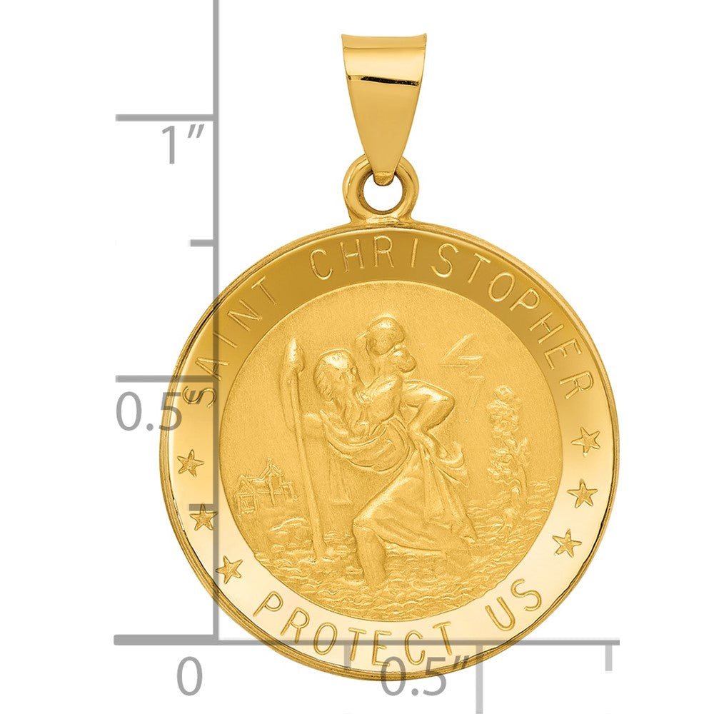14k Saint Christopher Medal Hollow Pendant