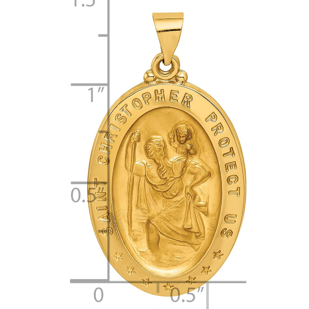 14k Saint Christopher Medal Hollow Pendant