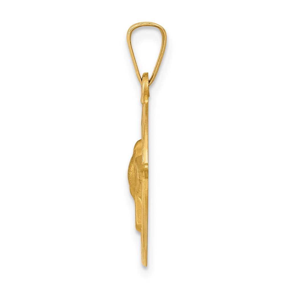 14k Holy Spirit Medal Hollow Round Pendant