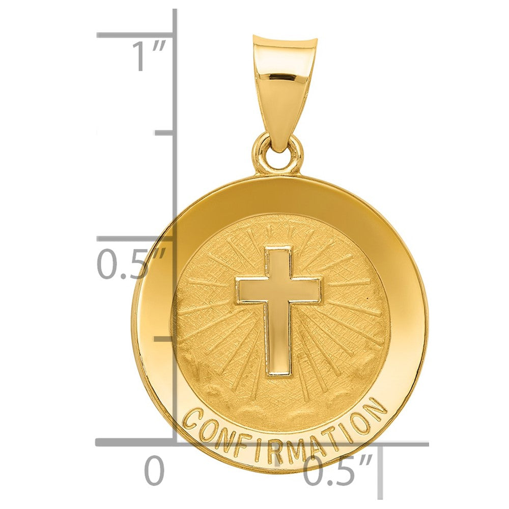 14k Confirmation Medal Hollow Round Pendant