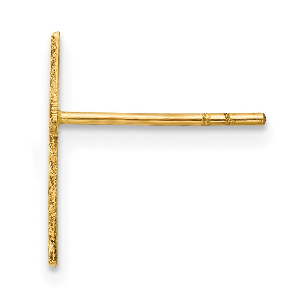 Single 14k Polished & Textured Cross Earring