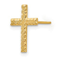 Single 14k Brushed Finish Cross Earring