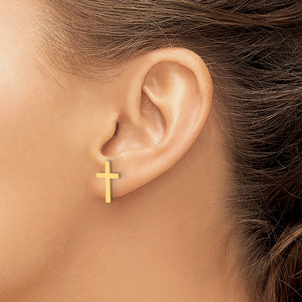 14k Polished Cross Earrings