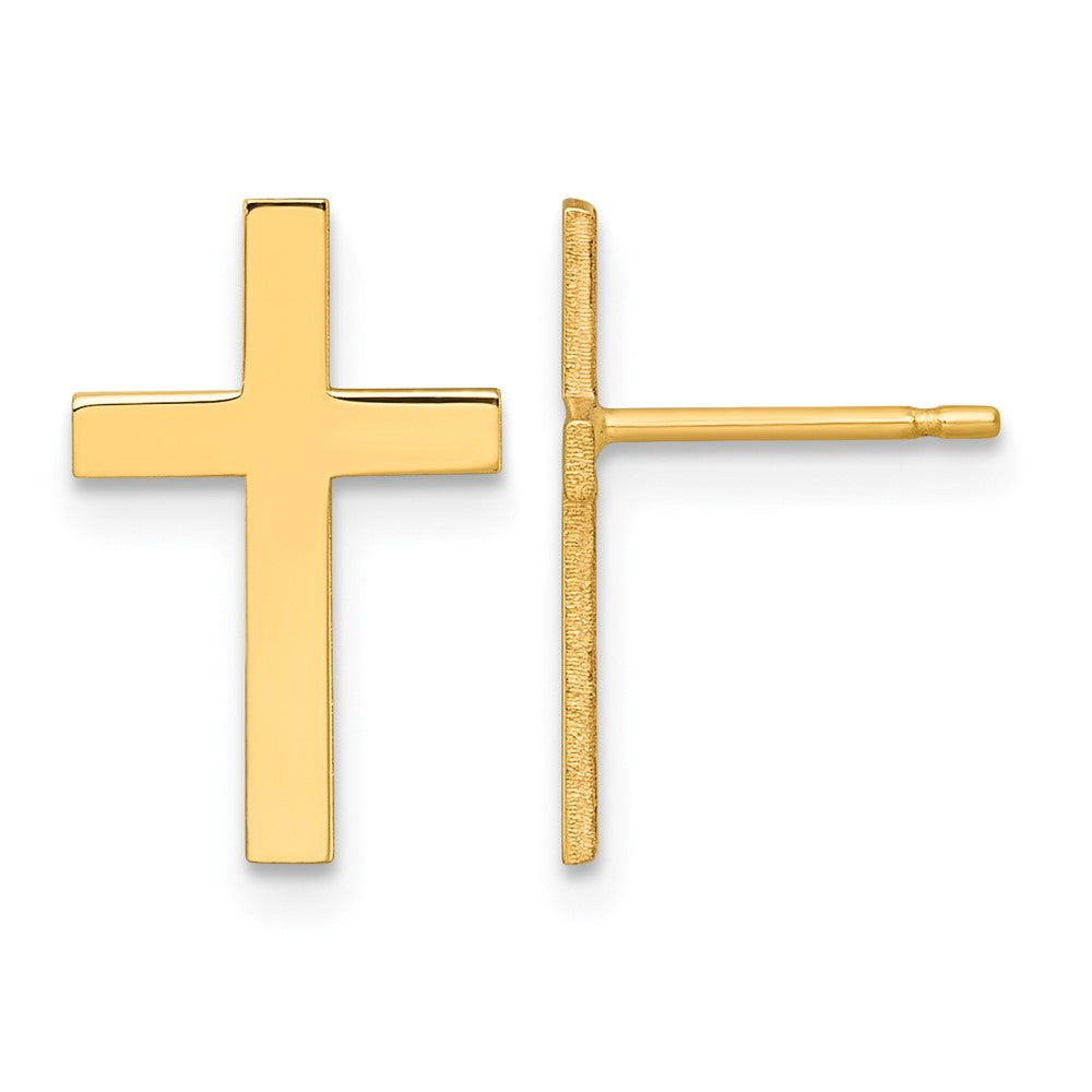 14k Polished Cross Earrings
