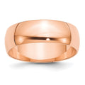 14k Rose Gold 7mm LTW Half Round Band