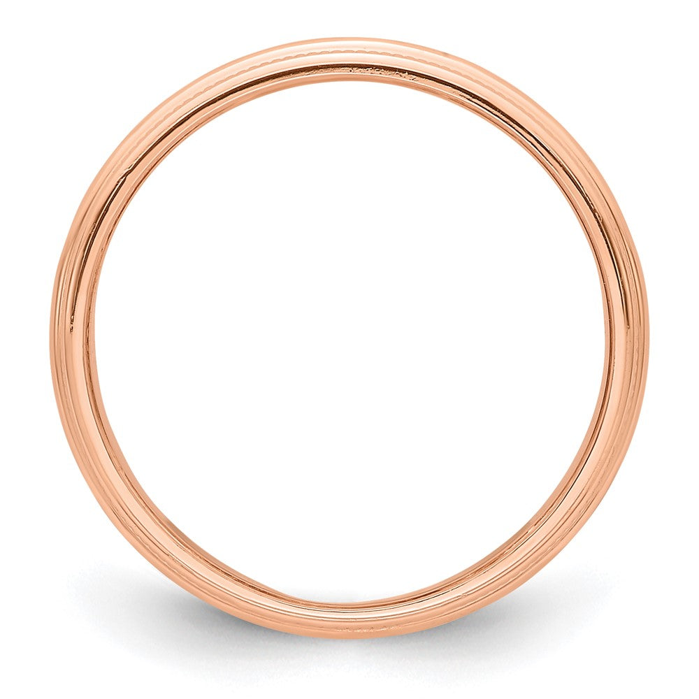 14k Rose Gold 3mm Milgrain Half-Round Band