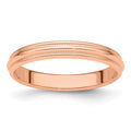 14k Rose Gold 3mm Milgrain Half-Round Band