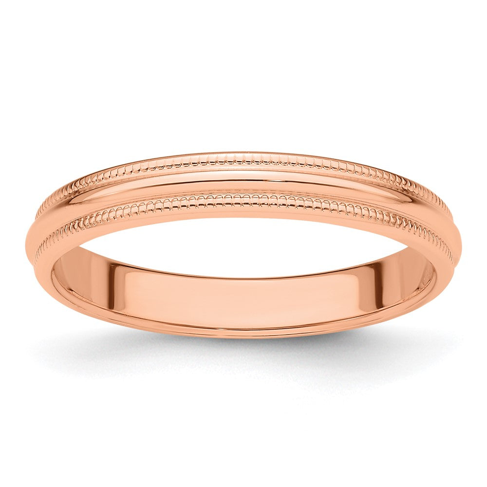 14k Rose Gold 3mm Milgrain Half-Round Band