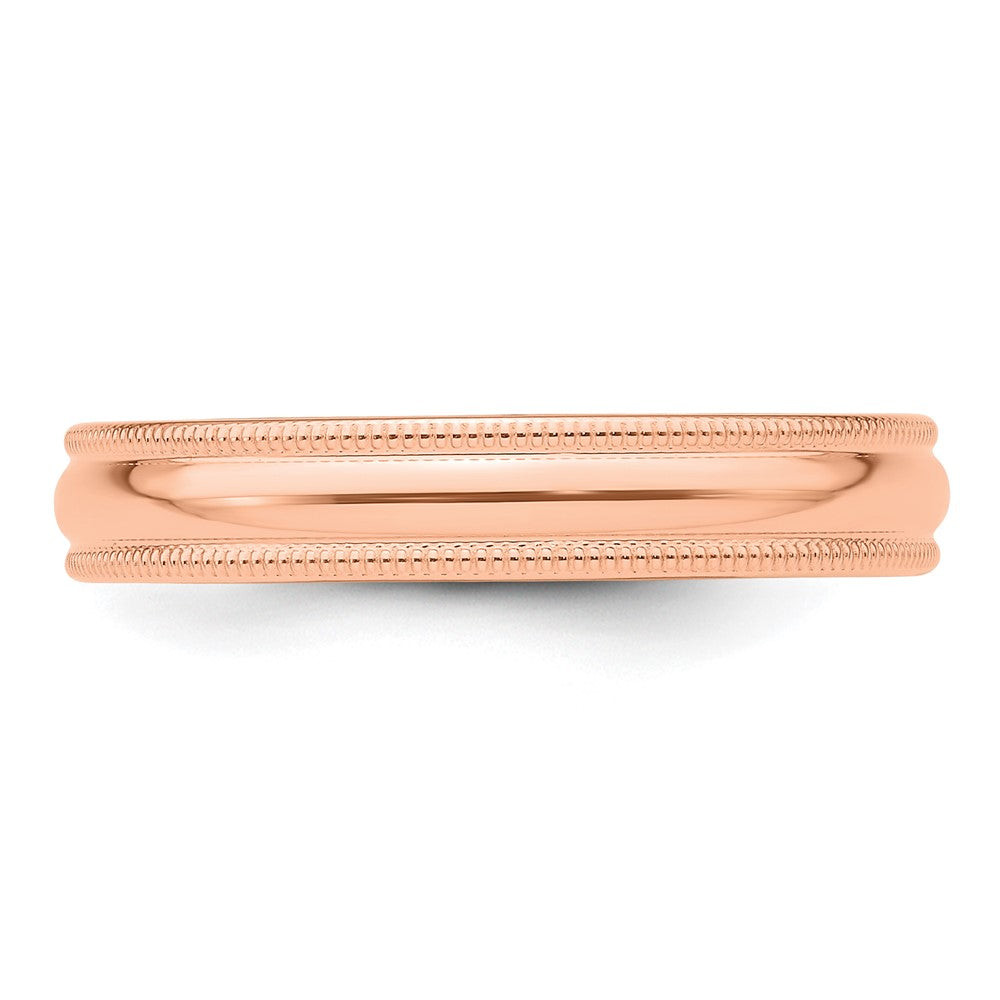 14k Rose Gold 4mm Milgrain Half-Round Band