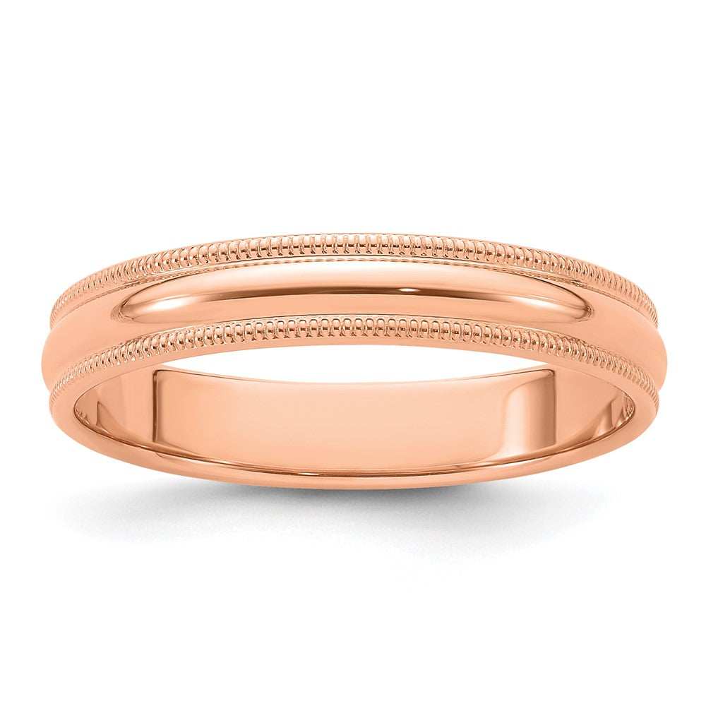 14k Rose Gold 4mm Milgrain Half-Round Band