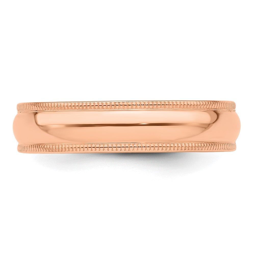 14k Rose Gold 5mm Milgrain Half-Round Band