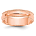 14k Rose Gold 5mm Milgrain Half-Round Band