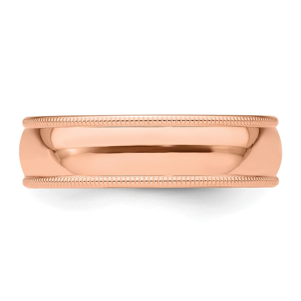 14k Rose Gold 6mm Milgrain Half-Round Band
