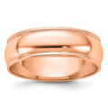 14k Rose Gold 6mm Milgrain Half-Round Band