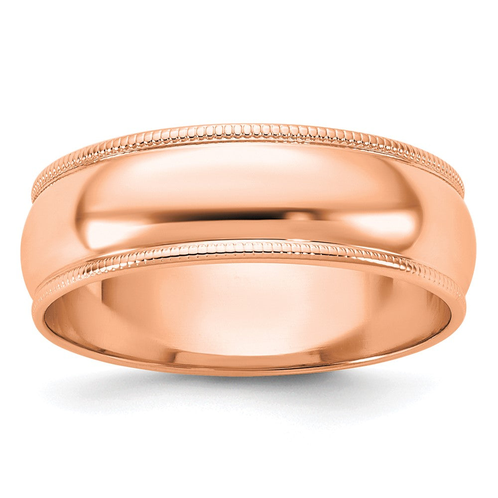 14k Rose Gold 6mm Milgrain Half-Round Band