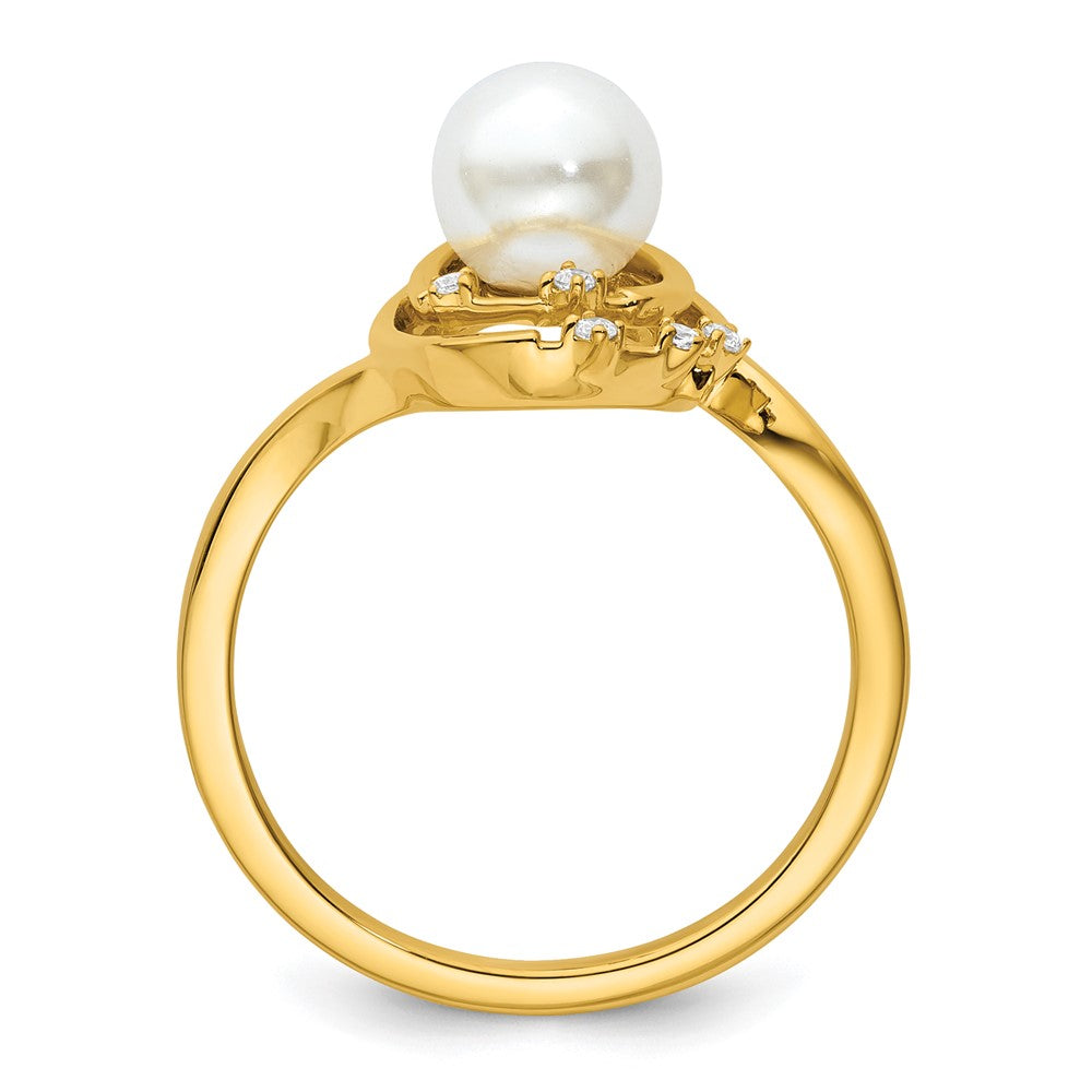 14K Polished Diamond and Pearl Ovals Fashion Ring