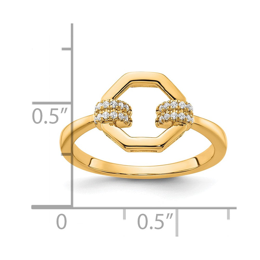 14K Polished Diamond Octogon Fashion Ring