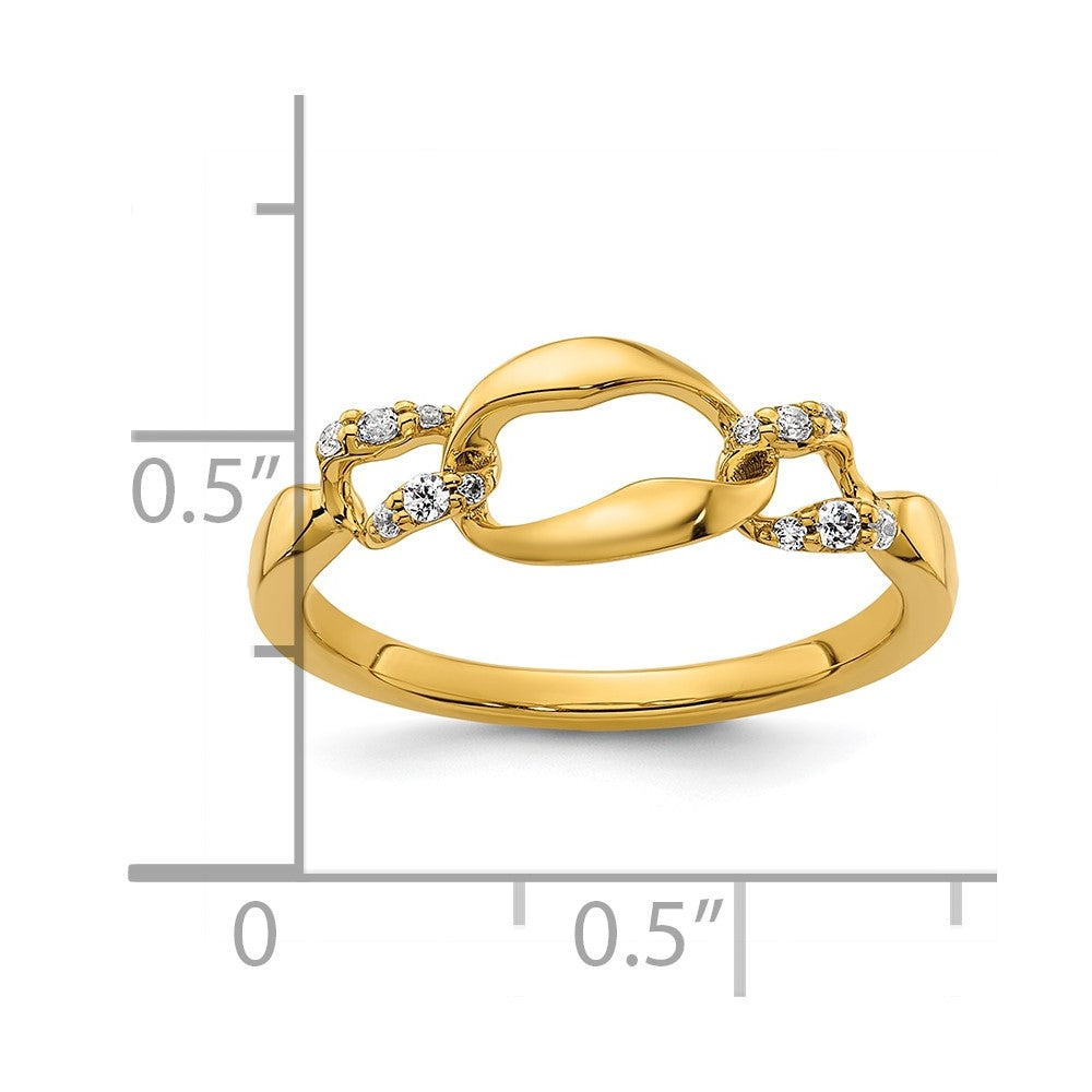 14K Polished Diamond Wavy Oval Fashion Ring