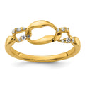 14K Polished Diamond Wavy Oval Fashion Ring