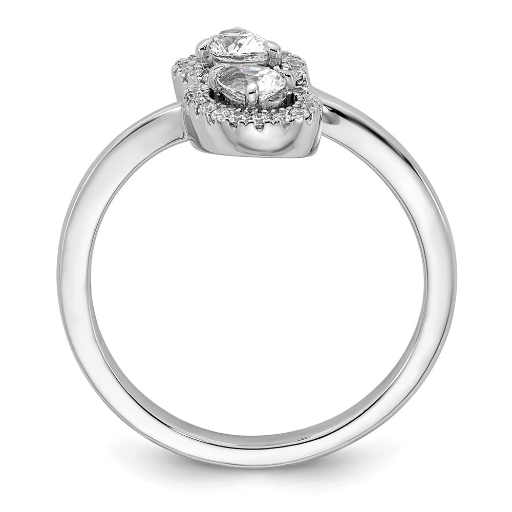 14K White Gold Polished Diamond Pear Bypass Ring