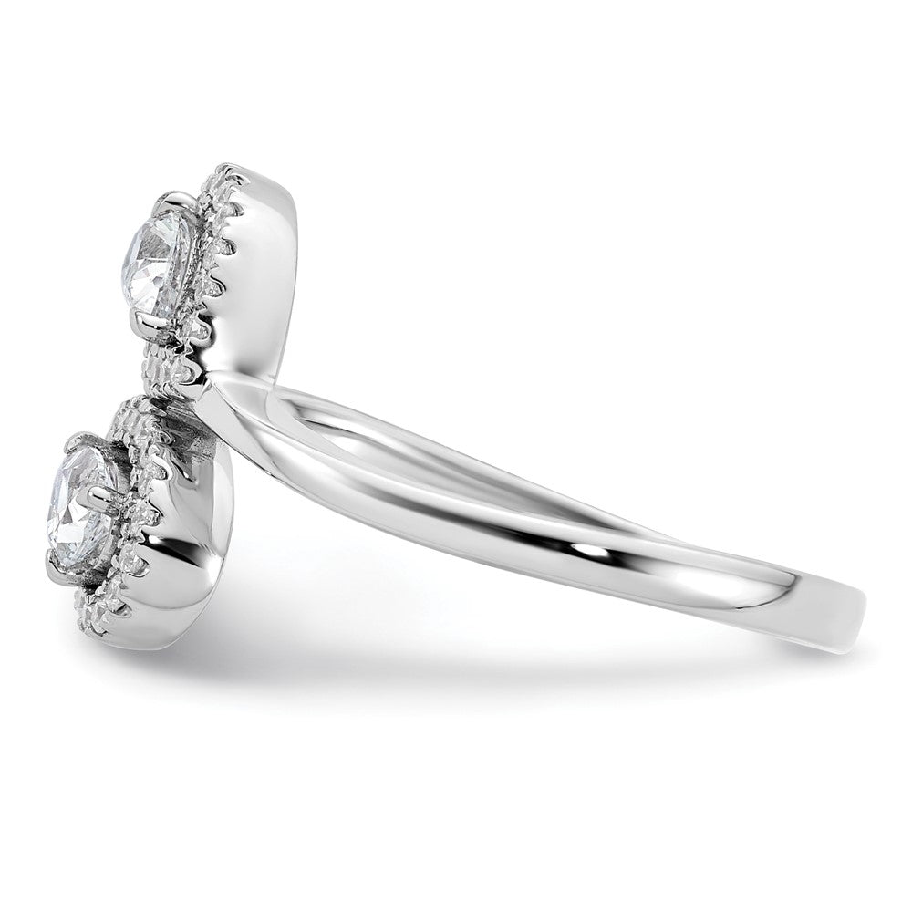 14K White Gold Polished Diamond Pear Bypass Ring