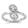 14K White Gold Polished Diamond Pear Bypass Ring