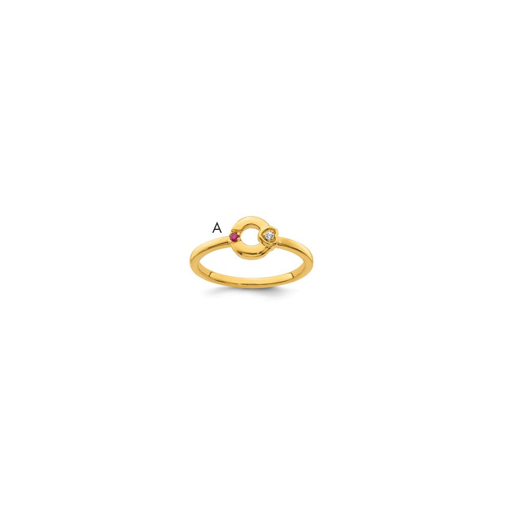 14k Dia. Heart w/ 1 Birthstone Mother's Circle Ring Semi-mount