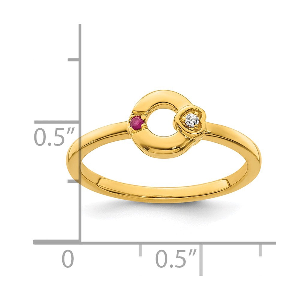 14k Dia. Heart w/ 1 Birthstone Mother's Circle Ring Semi-mount