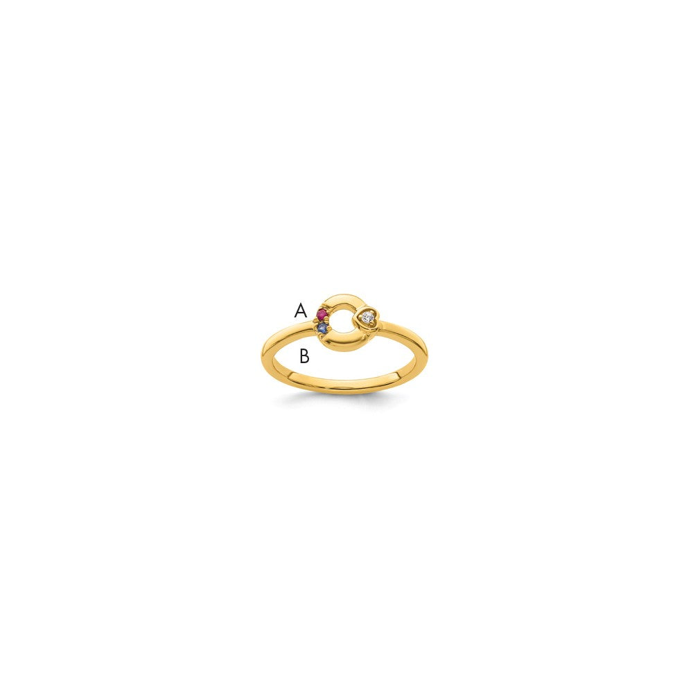 14k Dia. Heart with 2 Birthstone Mother's Circle Ring Semi-mount