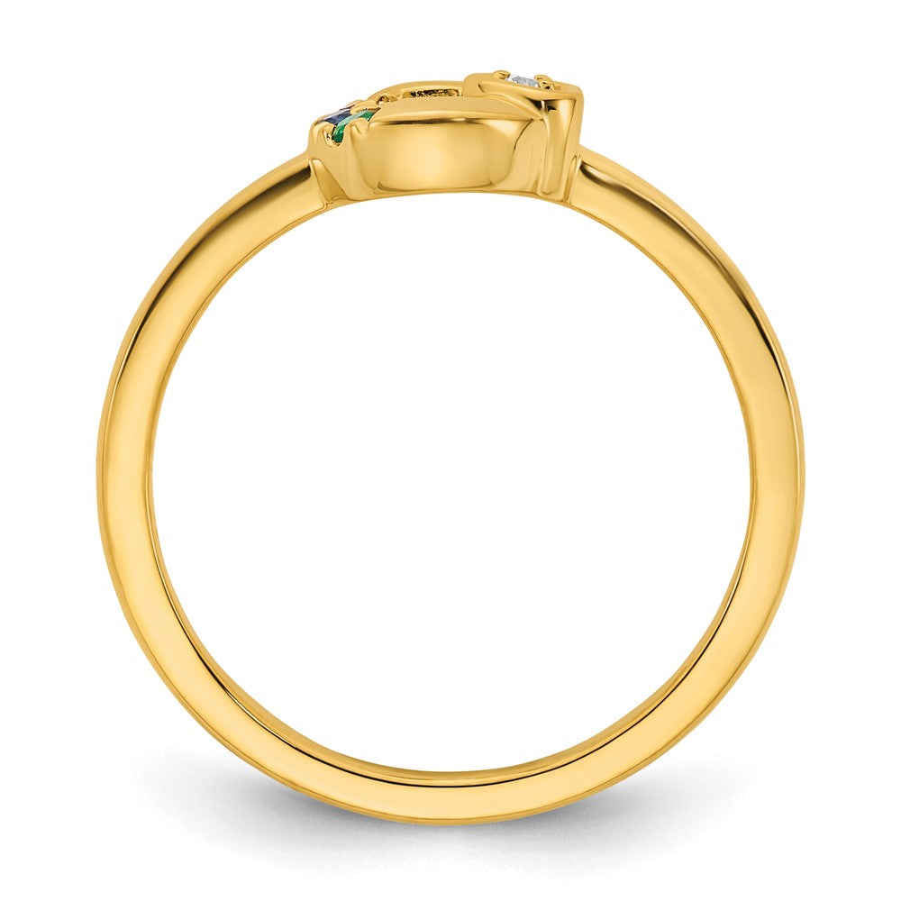 14k Dia. Heart w/ 3 Birthstone Mother's Circle Ring Semi-mount