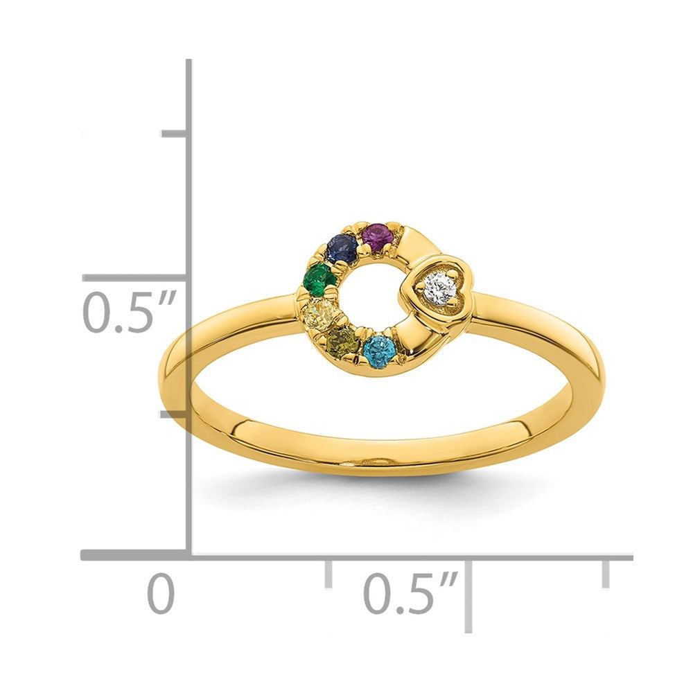 14k Dia. Heart with 6 Birthstone Mother's Circle Ring Semi-mount