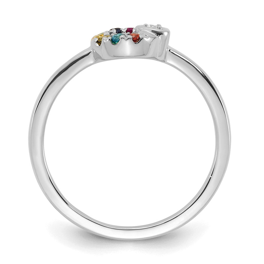 14k WG Dia. Heart w/ 7 Birthstone Mother's Circle Ring Semi-mount
