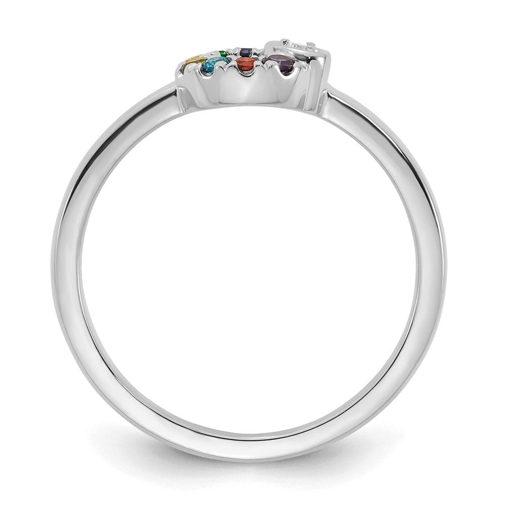 14k WG Dia. Heart w/ 8 Birthstone Mother's Circle Ring Semi-mount