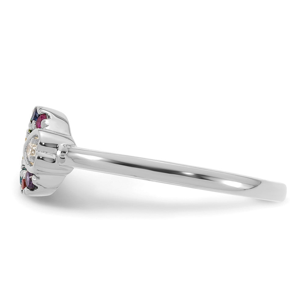 14k WG Dia. Heart w/ 8 Birthstone Mother's Circle Ring Semi-mount