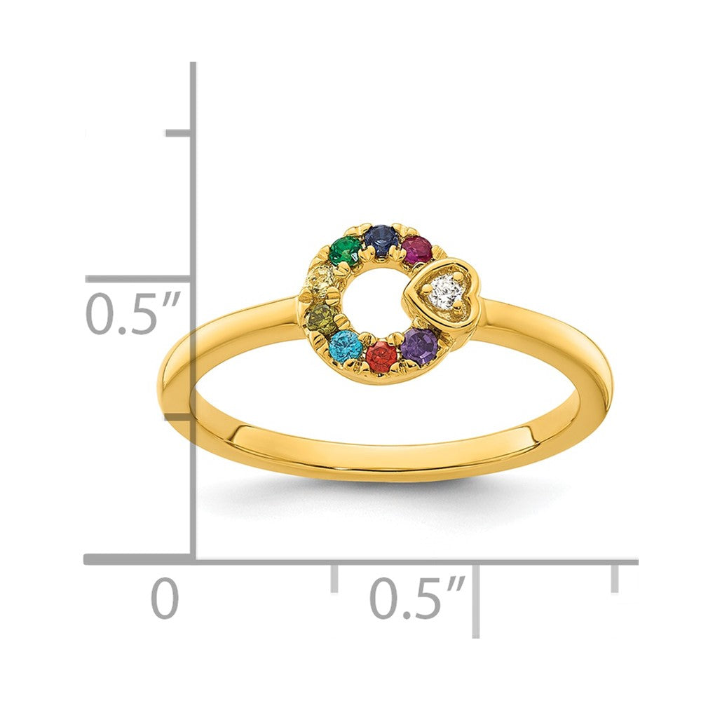 14k Diamond Heart w/8 Birthstone Mother's Circle Ring Semi-mount
