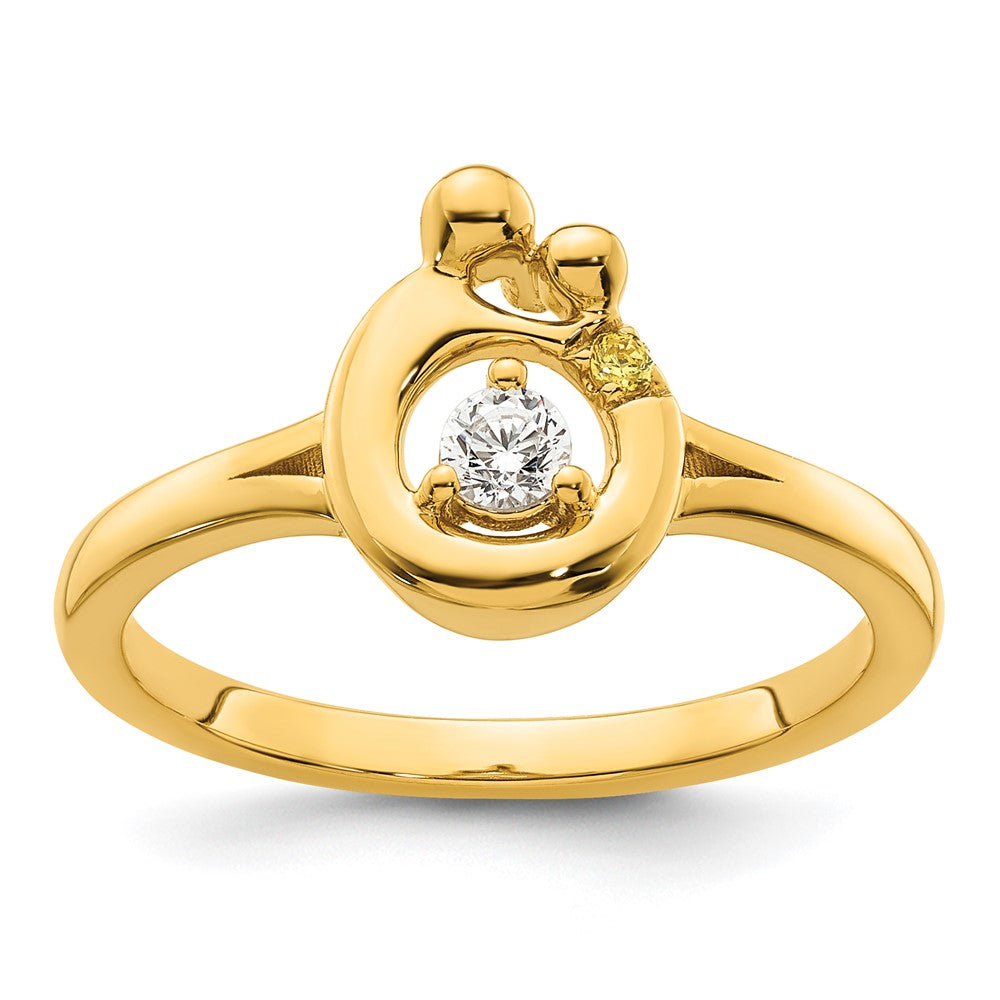 14k Diamond with 1 Birthstone Mother/Child Ring Semi-mount